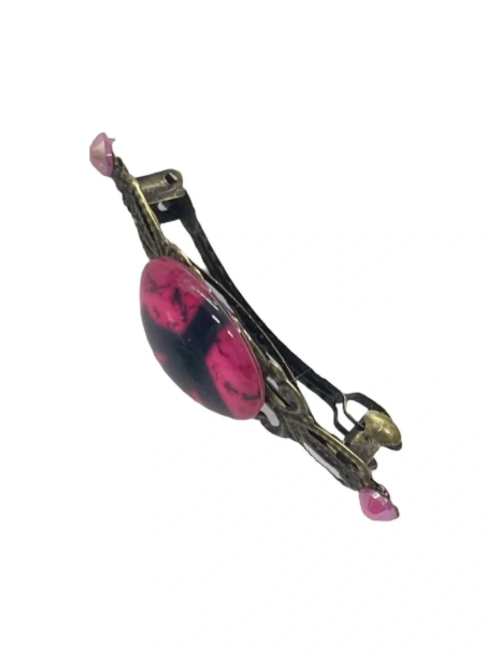 Pink & Black Vintage-Style Decorative Hair Barrette FINAL PRICE DROP